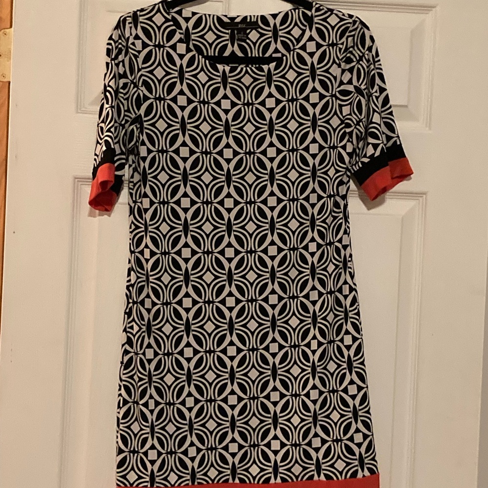 Geometric Black and Red Women's Dress